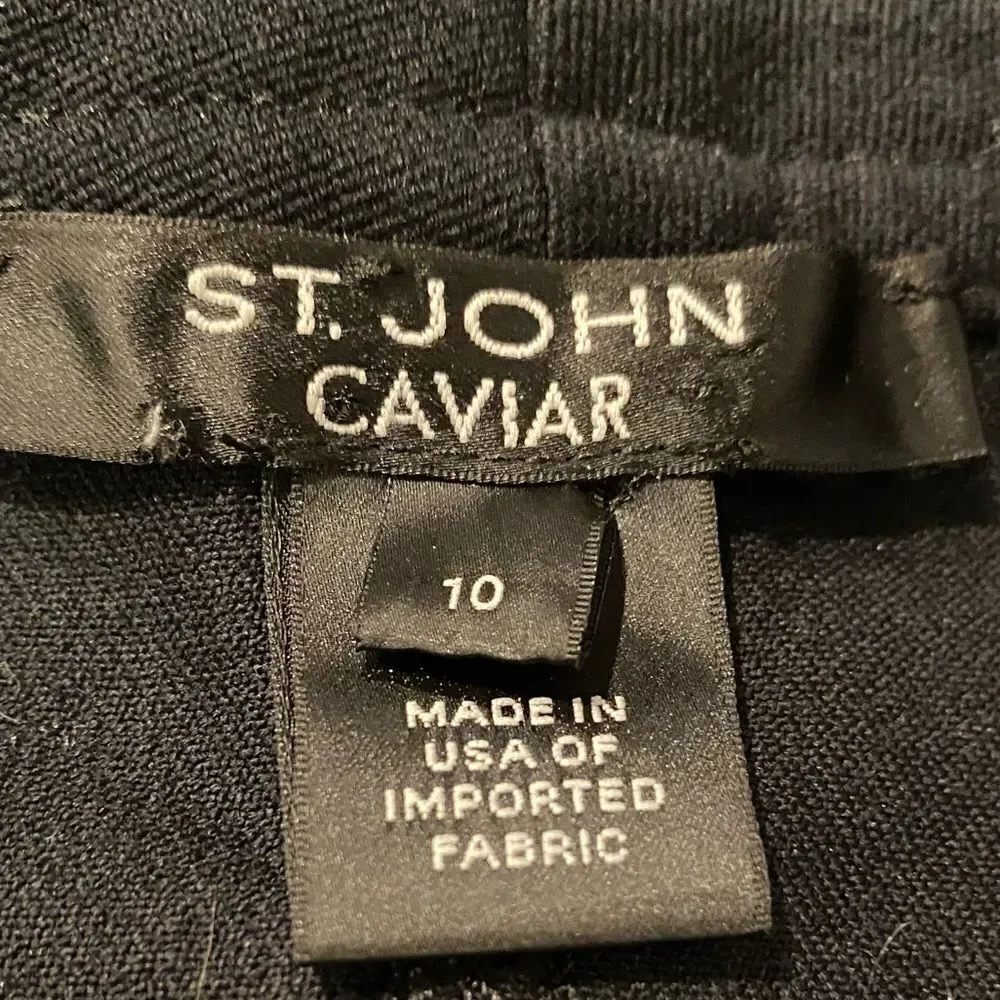 St. John Caviar Black Wide Leg High Rise Pants Size 10 - Picture 6 of 6